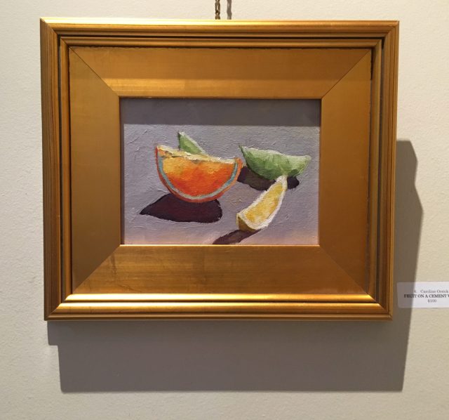 Fruit on a Cement Wall. Oil. Caroline Orrick